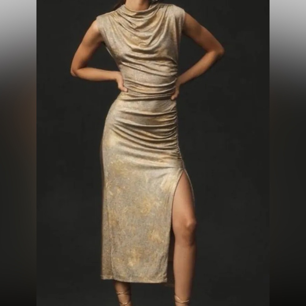 Anthropologie Gold Sleeveless Dress NWT